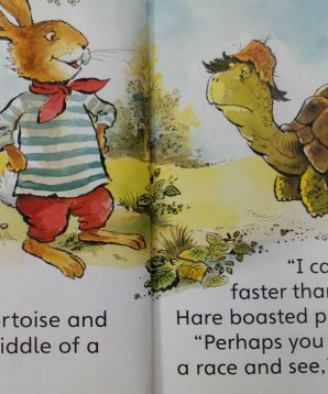 Alternative view of The hare and the tortoise with the sick lion